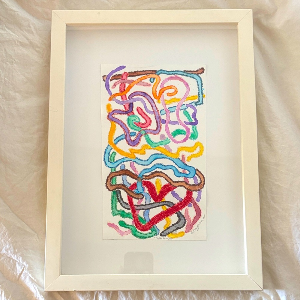 ORIGINAL “Tangled Heart” painting. Abstract - watercolor/ marker